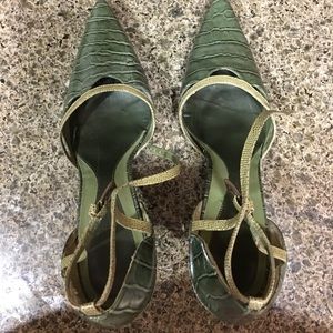 Enzo Angiolini Green Snake print, 3 inch heels